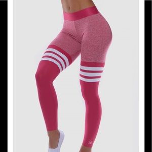 Women's Pink Leggings with White Stripes